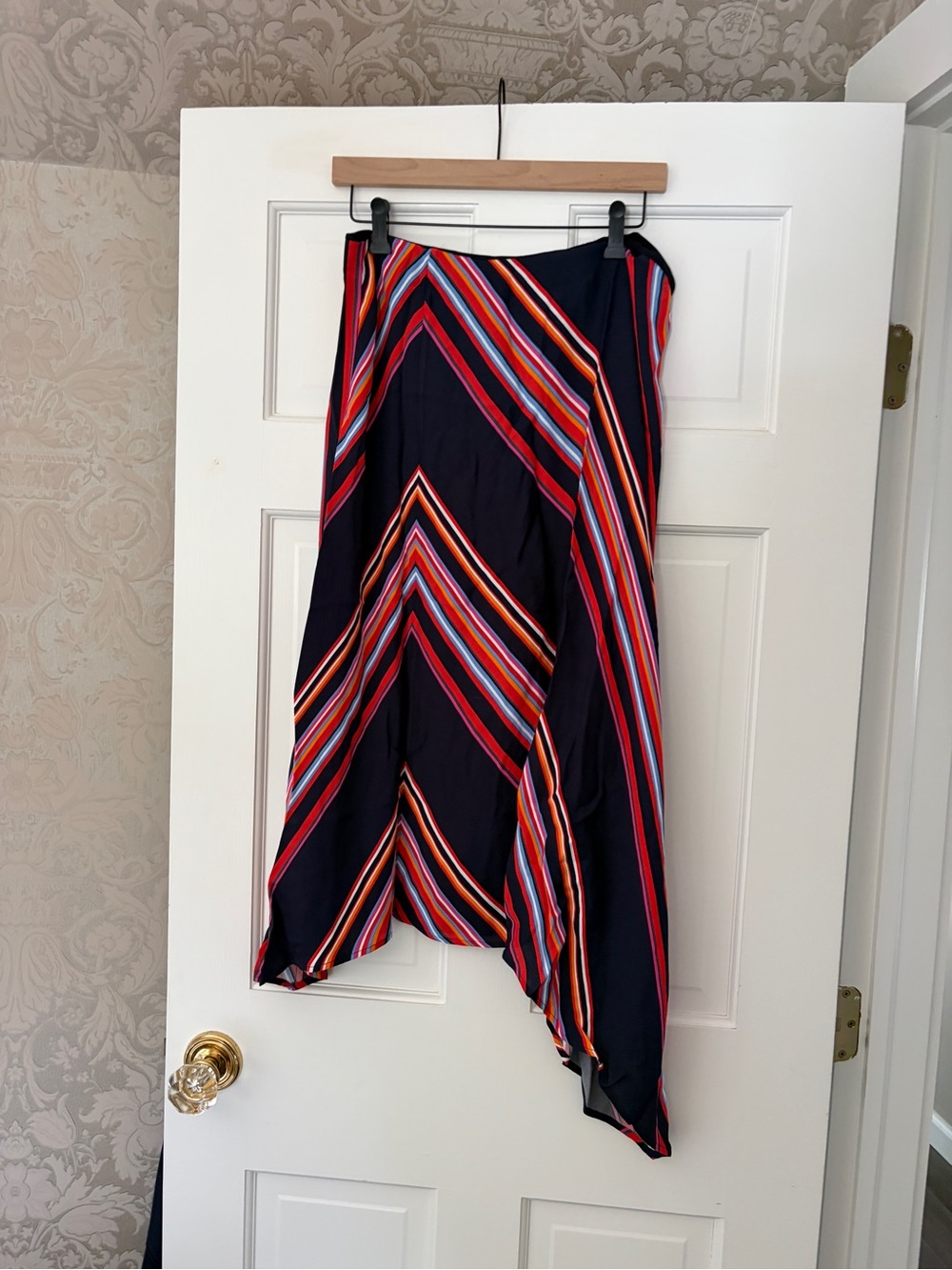 Navy Multicolor Stripe Asymmetric Women's Skirt Tory Burch 12